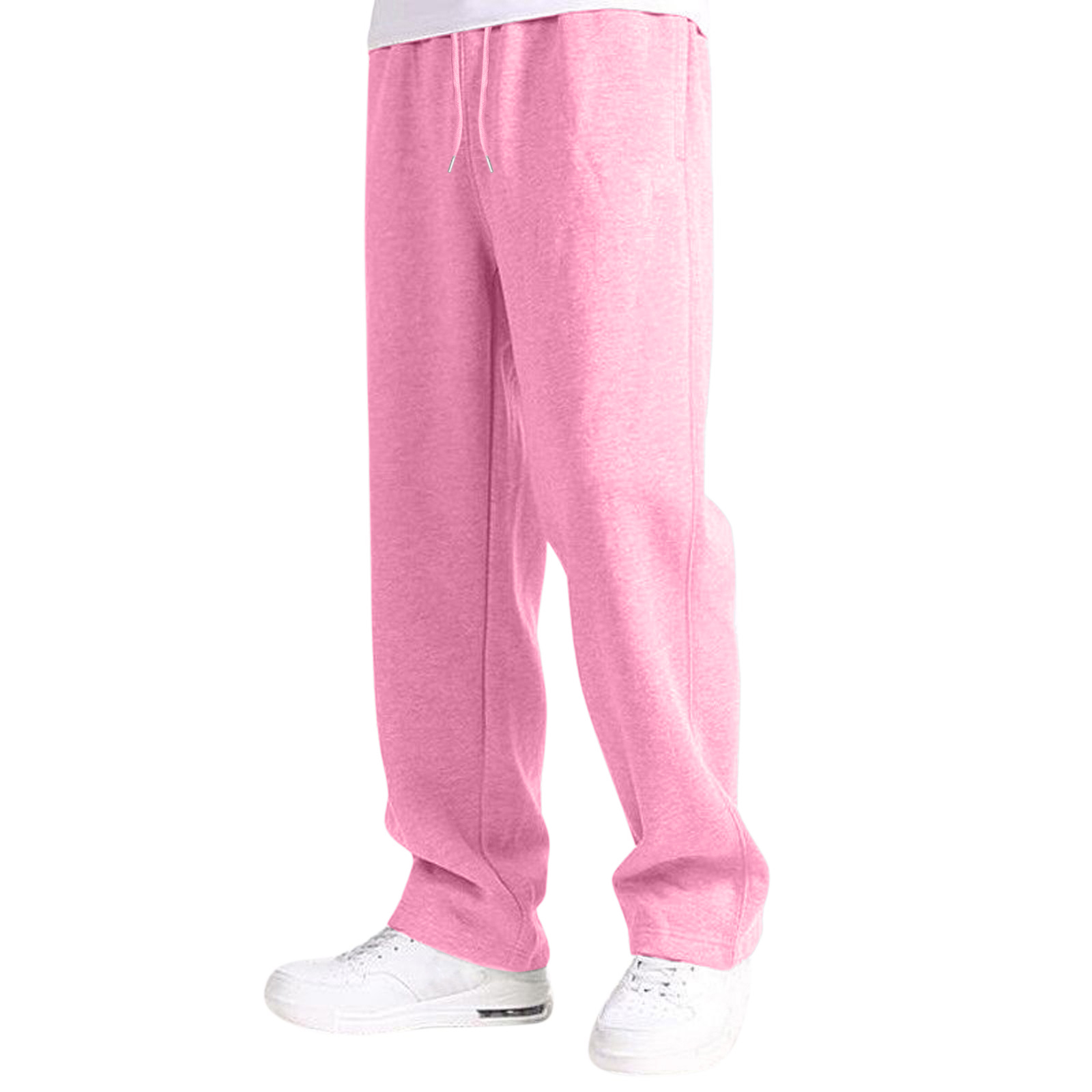 thumbnail image 2 of Pantalones de chándal con forro polar para hombre: pierna recta ancha, cintura alta, bolsillos, poliéster resistente para uso diario/deportivo, tallas US/UK/EU S-XXXL, 2 of 8
